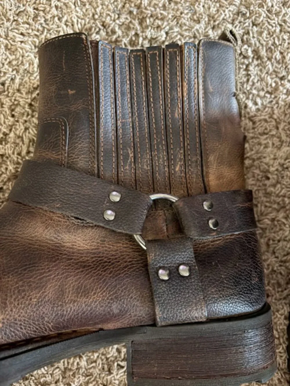 RJ Colt Minor Harness Pull On Boots Men's Sz 10.5 Brown Leather Motorcycle Biker